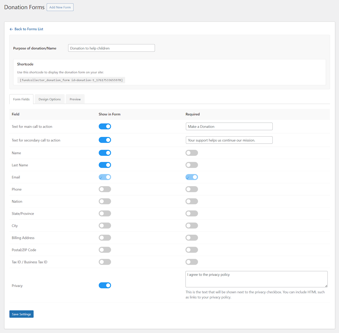 Donation Form builder