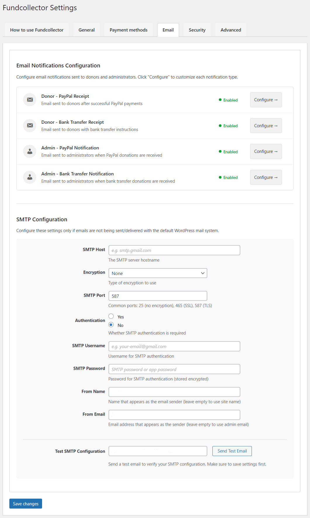 Email Notifications Settings
