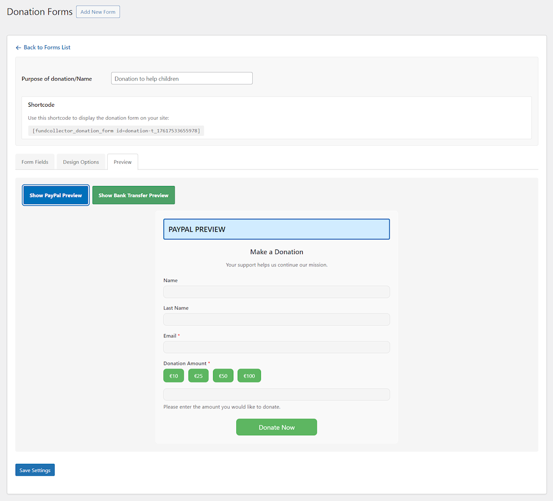 Preview of new form (paypal)