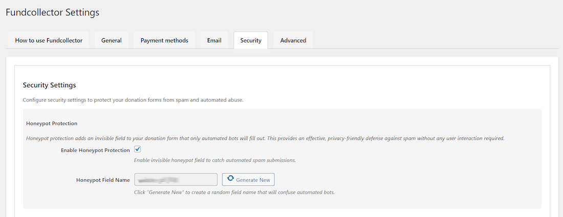 Security Settings - Honeypot