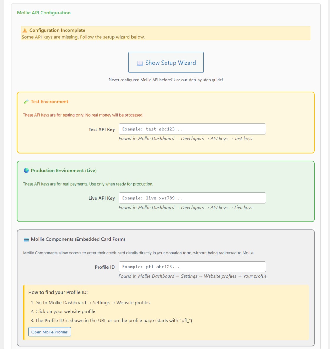 Mollie API Configuration
