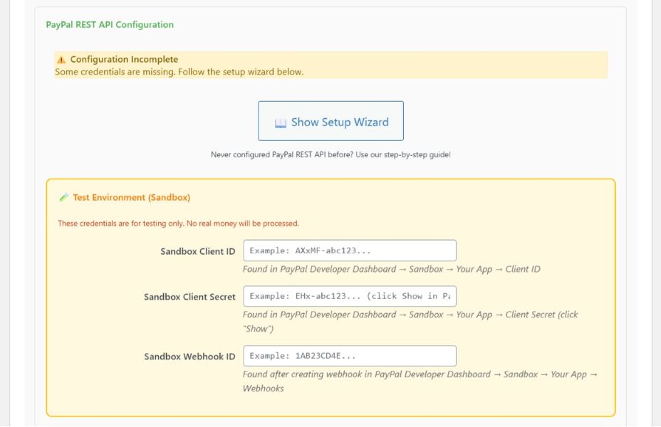 PayPal Rest api sandbox
