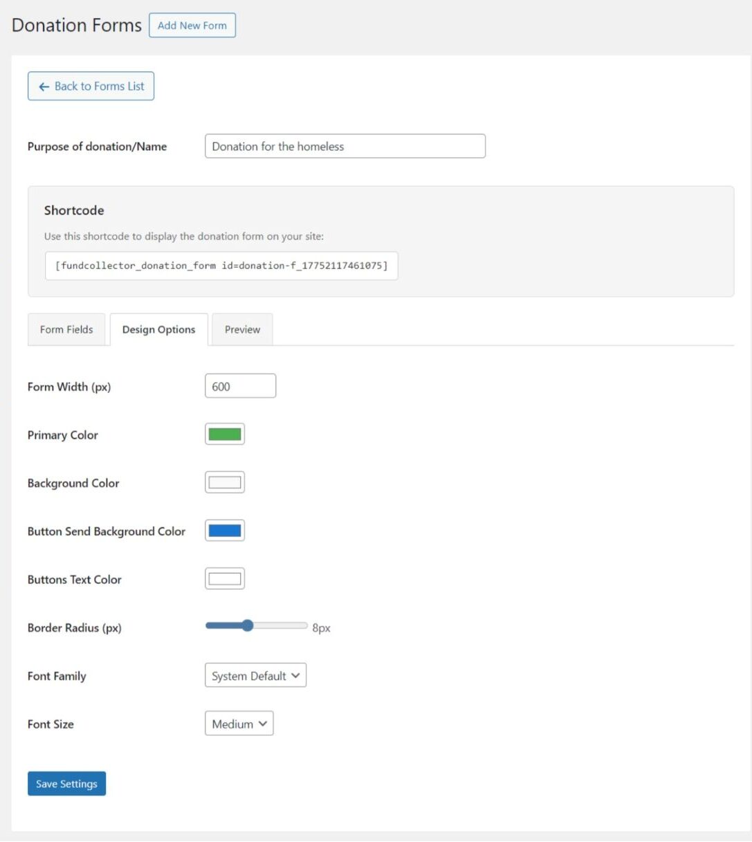 Design New Donation Form