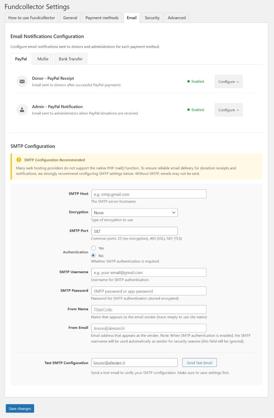 Email General Settings