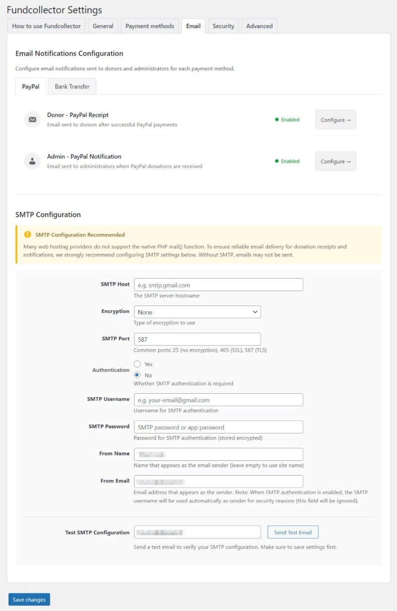 Email Settings Free version