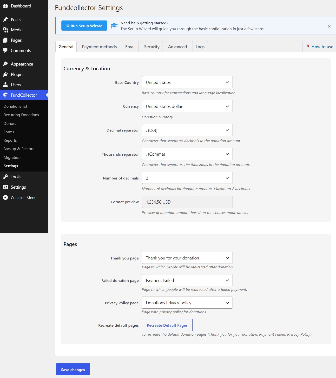 FundCollector Pro Settings