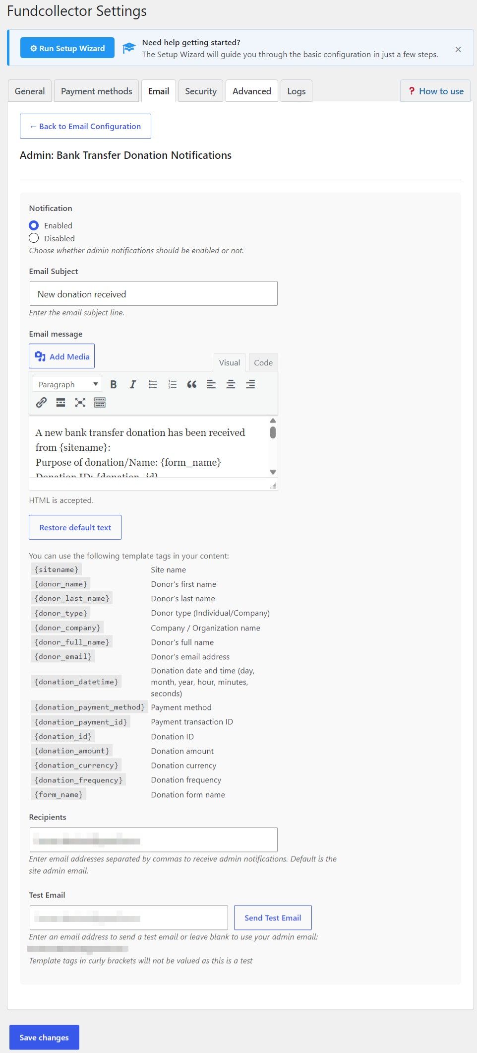 Admin - Bank Transfer Donation Notifications