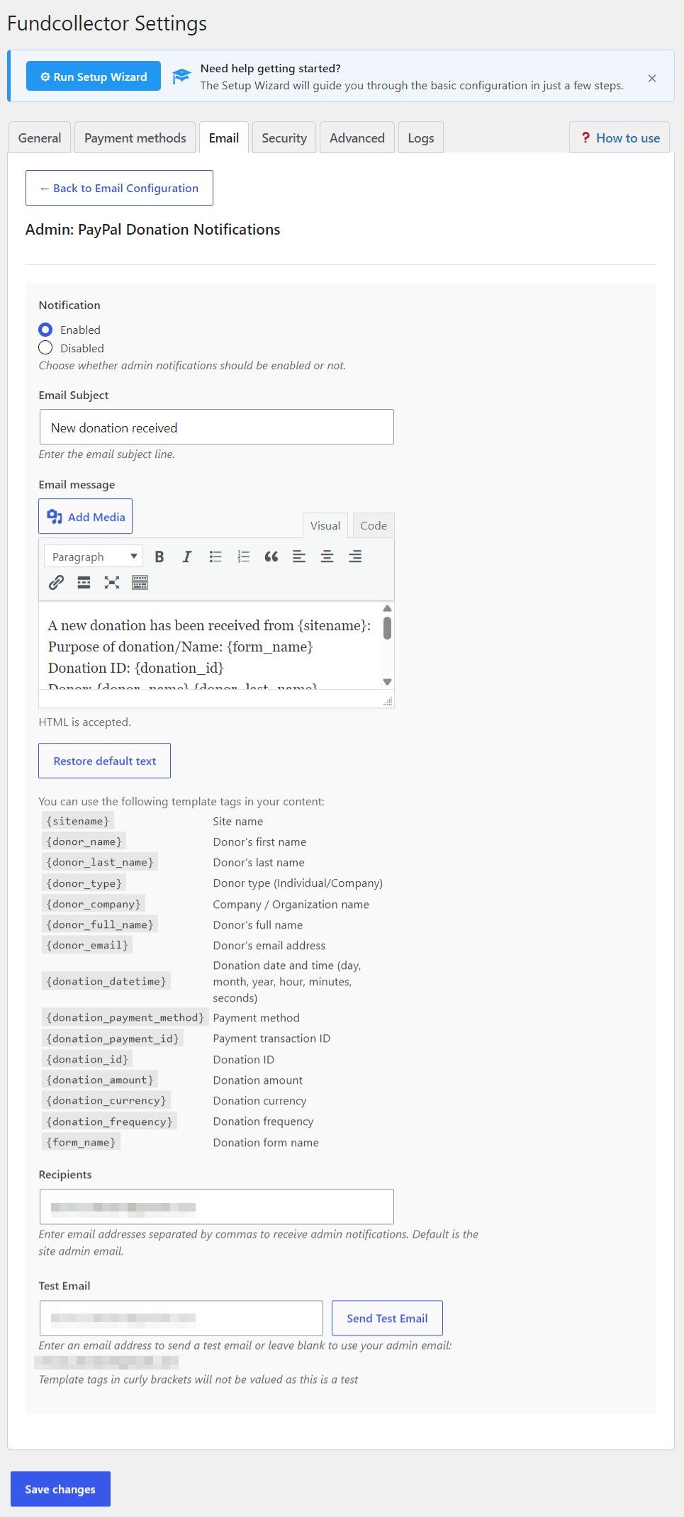 Admin - PayPal Donation Notifications