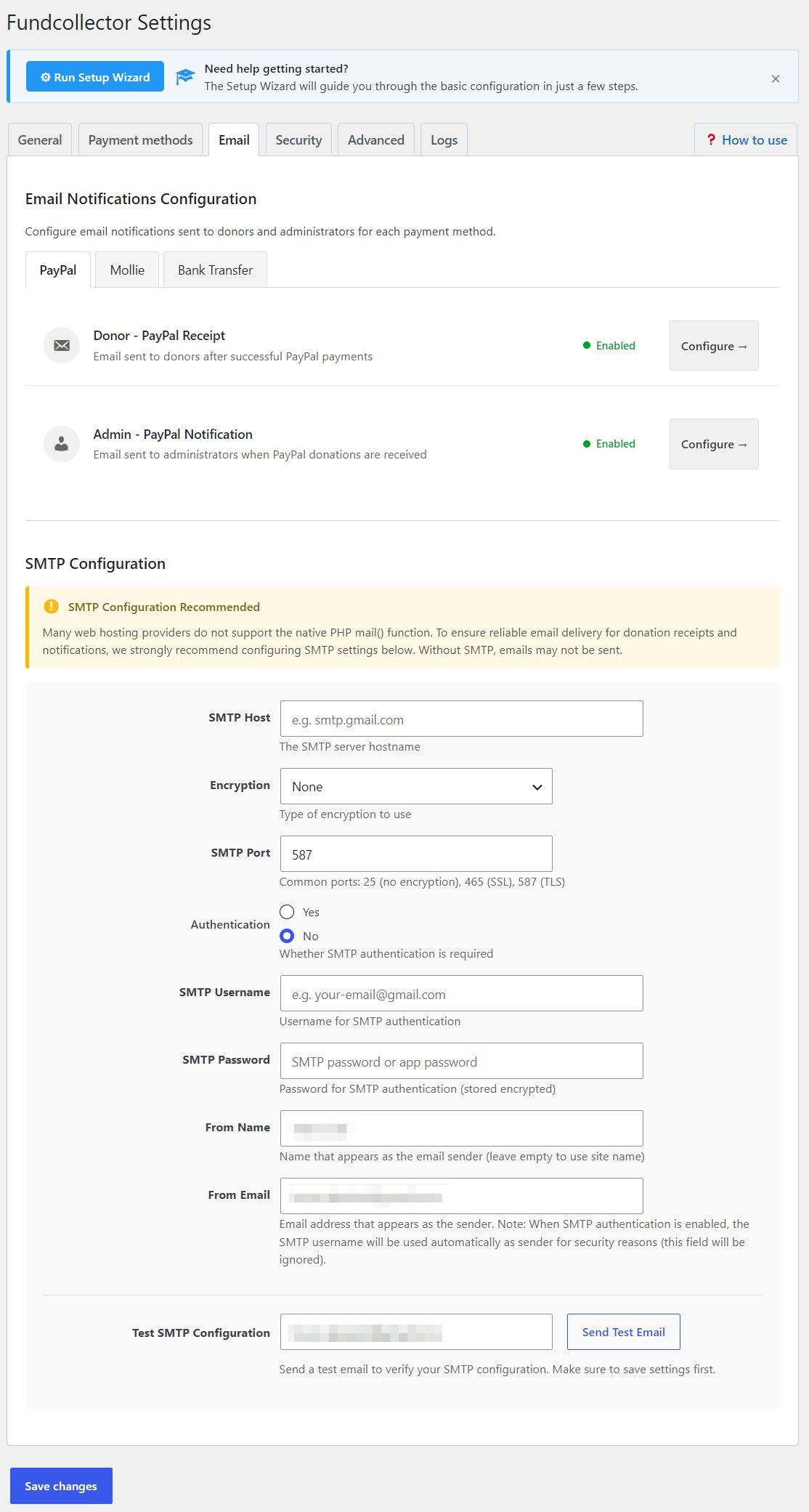 Email General Settings
